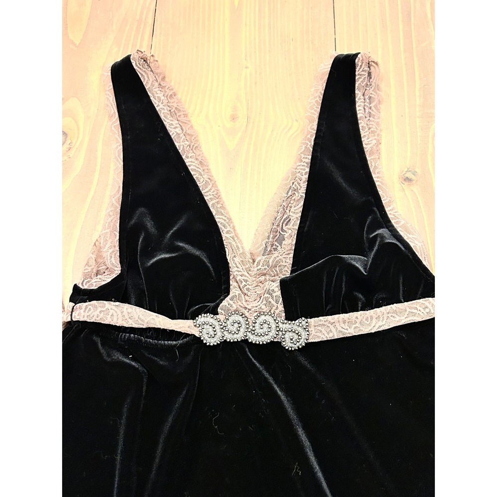 A17 Free People Velvet‎ Mini Dress Lace Trim Sleeveless Party Cocktail - Picture 2 of 4
